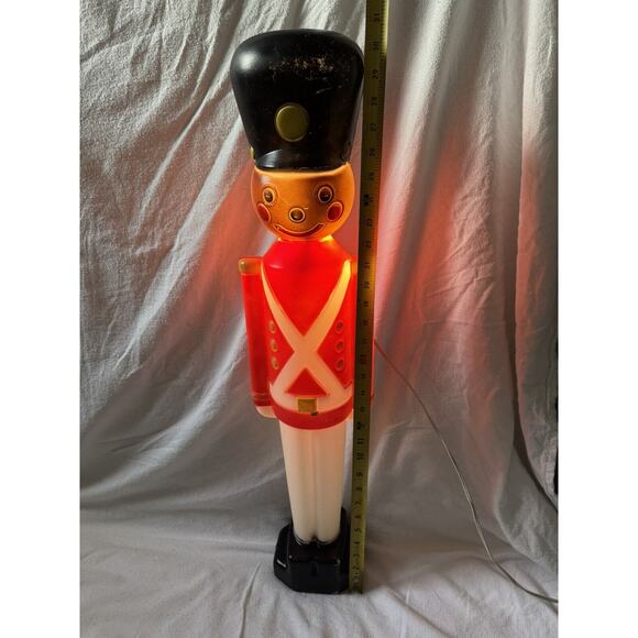 Vtg LightUp AA Toy Soldier Christmas Decoration Nutcracker Style LG 3ft BlowMold - Picture 2 of 15